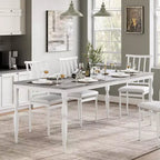 GustoWave Table à manger rectangulaire rustique de 79 po pour 6 à 8 personnes, table de cuisine à texture de bois avec pieds robustes, facile à nettoyer