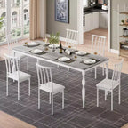 GustoWave Table à manger rectangulaire rustique de 79 po pour 6 à 8 personnes, table de cuisine à texture de bois avec pieds robustes, facile à nettoyer