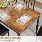GustoWave Table à manger rectangulaire rustique de 79 po pour 6 à 8 personnes, table de cuisine à texture de bois avec pieds robustes, facile à nettoyer