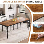 GustoWave Table à manger rectangulaire rustique de 79 po pour 6 à 8 personnes, table de cuisine à texture de bois avec pieds robustes, facile à nettoyer