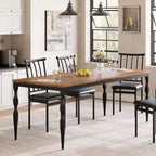GustoWave Table à manger rectangulaire rustique de 79 po pour 6 à 8 personnes, table de cuisine à texture de bois avec pieds robustes, facile à nettoyer