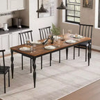 GustoWave Table à manger rectangulaire rustique de 79 po pour 6 à 8 personnes, table de cuisine à texture de bois avec pieds robustes, facile à nettoyer