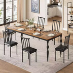 GustoWave Table à manger rectangulaire rustique de 79 po pour 6 à 8 personnes, table de cuisine à texture de bois avec pieds robustes, facile à nettoyer