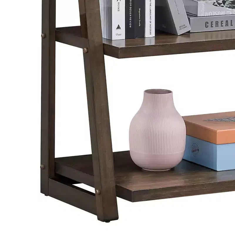 Étagère échelle à 5 niveaux Homy Casa avec étagères ouvertes pour salon ou bureau, Noyer
