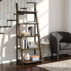 Étagère échelle à 5 niveaux Homy Casa avec étagères ouvertes pour salon ou bureau, Noyer