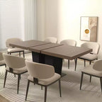 Table de salle à manger extensible Okak 78.7IN avec piédestal lourd pour 10 personnes, table pliante avec plateau lourd, table de cuisine pour salon
