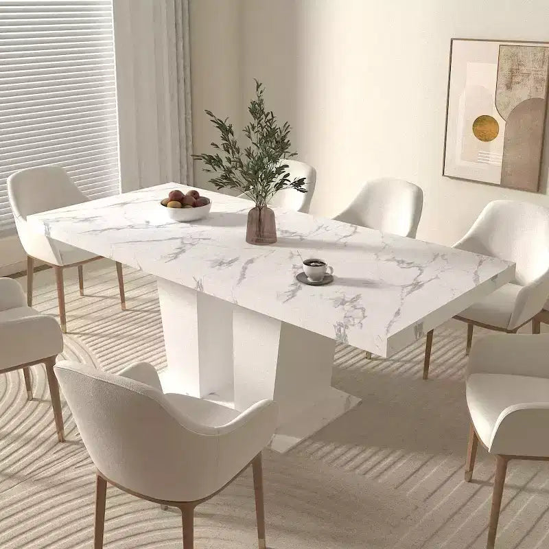Table de salle à manger extensible Okak 78.7IN avec piédestal lourd pour 10 personnes, table pliante avec plateau lourd, table de cuisine pour salon