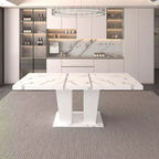 Table de salle à manger extensible Okak 78.7IN avec piédestal lourd pour 10 personnes, table pliante avec plateau lourd, table de cuisine pour salon