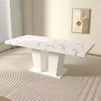 Table de salle à manger extensible Okak 78.7IN avec piédestal lourd pour 10 personnes, table pliante avec plateau lourd, table de cuisine pour salon