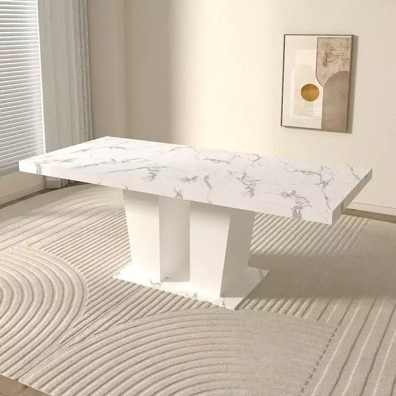 Table de salle à manger extensible Okak 78.7IN avec piédestal lourd pour 10 personnes, table pliante avec plateau lourd, table de cuisine pour salon