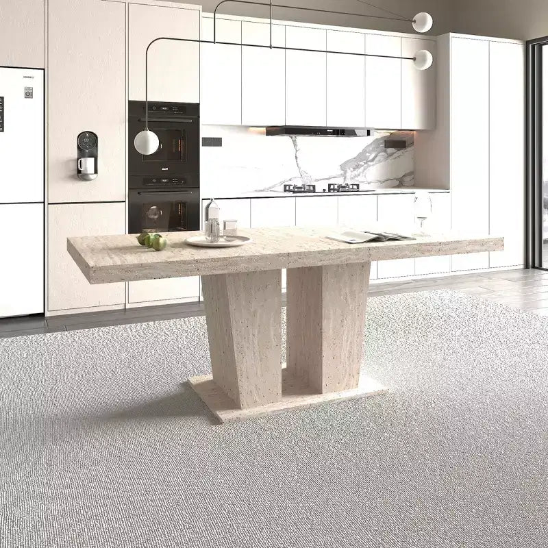 Table de salle à manger extensible Okak 78.7IN avec piédestal lourd pour 10 personnes, table pliante avec plateau lourd, table de cuisine pour salon