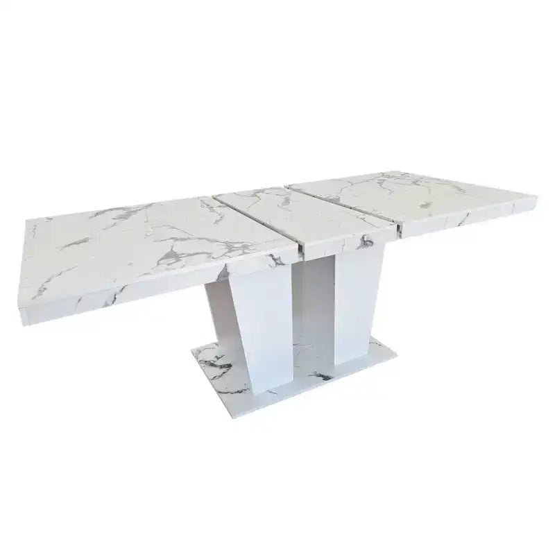 Table de salle à manger extensible Okak 78.7IN avec piédestal lourd pour 10 personnes, table pliante avec plateau lourd, table de cuisine pour salon