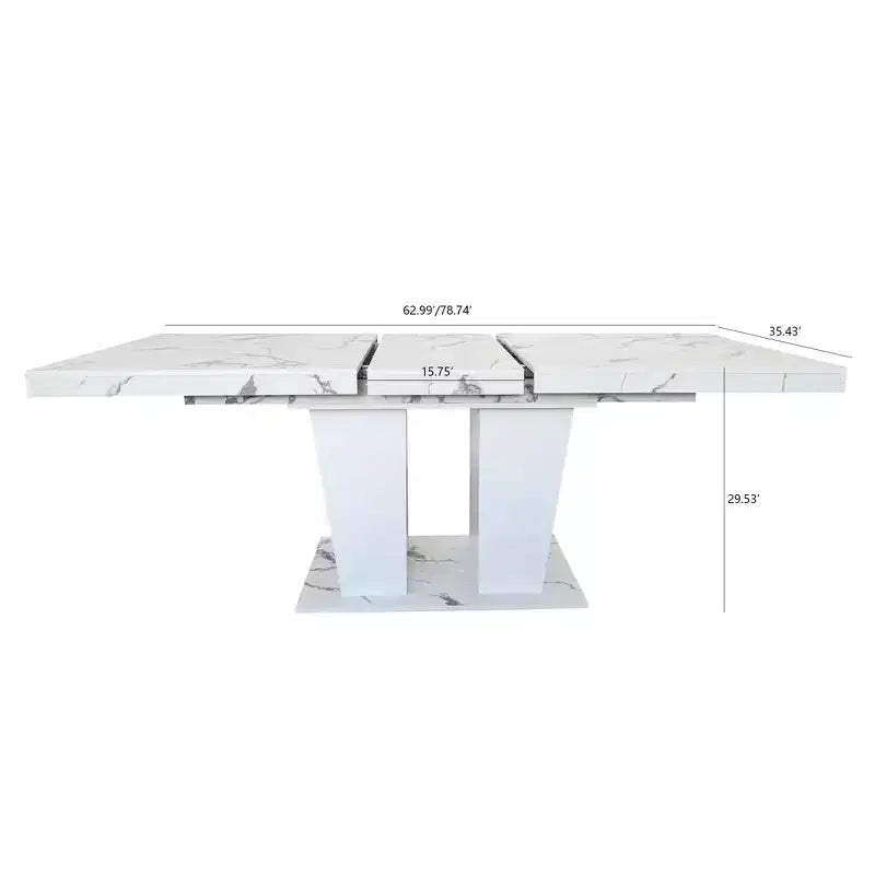 Table de salle à manger extensible Okak 78.7IN avec piédestal lourd pour 10 personnes, table pliante avec plateau lourd, table de cuisine pour salon
