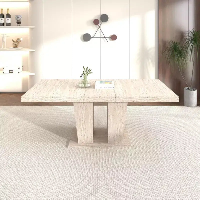 Table de salle à manger extensible Okak 78.7IN avec piédestal lourd pour 10 personnes, table pliante avec plateau lourd, table de cuisine pour salon