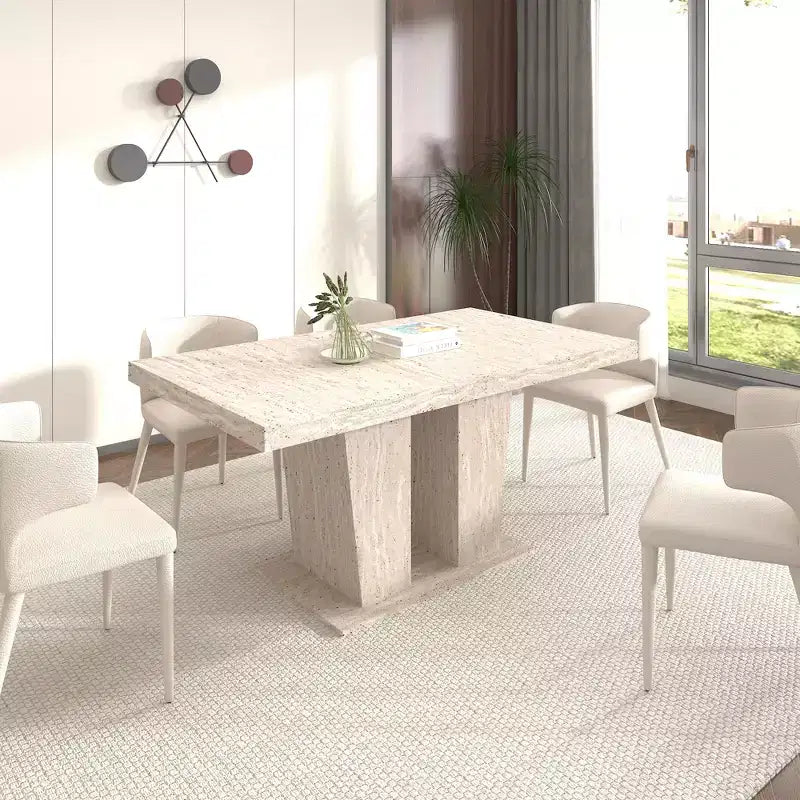 Table de salle à manger extensible Okak 78.7IN avec piédestal lourd pour 10 personnes, table pliante avec plateau lourd, table de cuisine pour salon