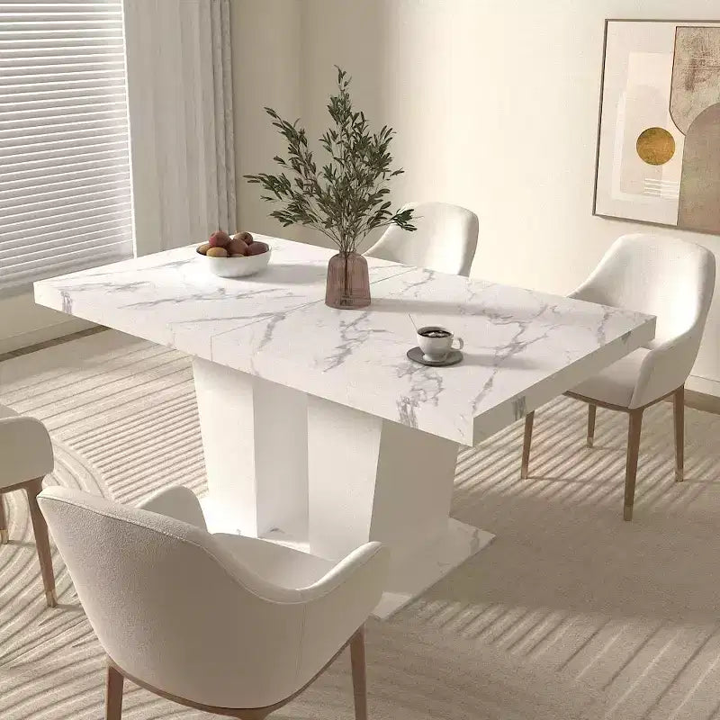 Table de salle à manger extensible Okak 78.7IN avec piédestal lourd pour 10 personnes, table pliante avec plateau lourd, table de cuisine pour salon