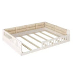 Lit de sol pleine grandeur pour enfants avec clôture, lit plateforme en bois avec oreiller rembourré