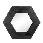 MAYEERTY 18.5 x 18.5 Hexagon Wall Mirror with Solid Wood Frame, Wall Decor for Living Room Bathroom Hallway, Black