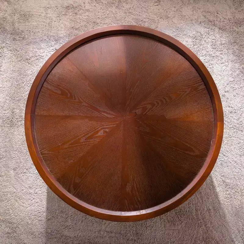 Table basse ronde moderne GDFStudio Remi avec rangement dissimulé et plateau amovible