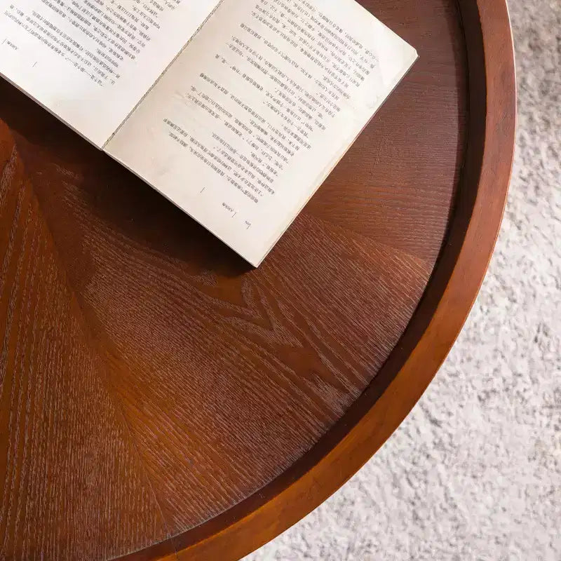 Table basse ronde moderne GDFStudio Remi avec rangement dissimulé et plateau amovible