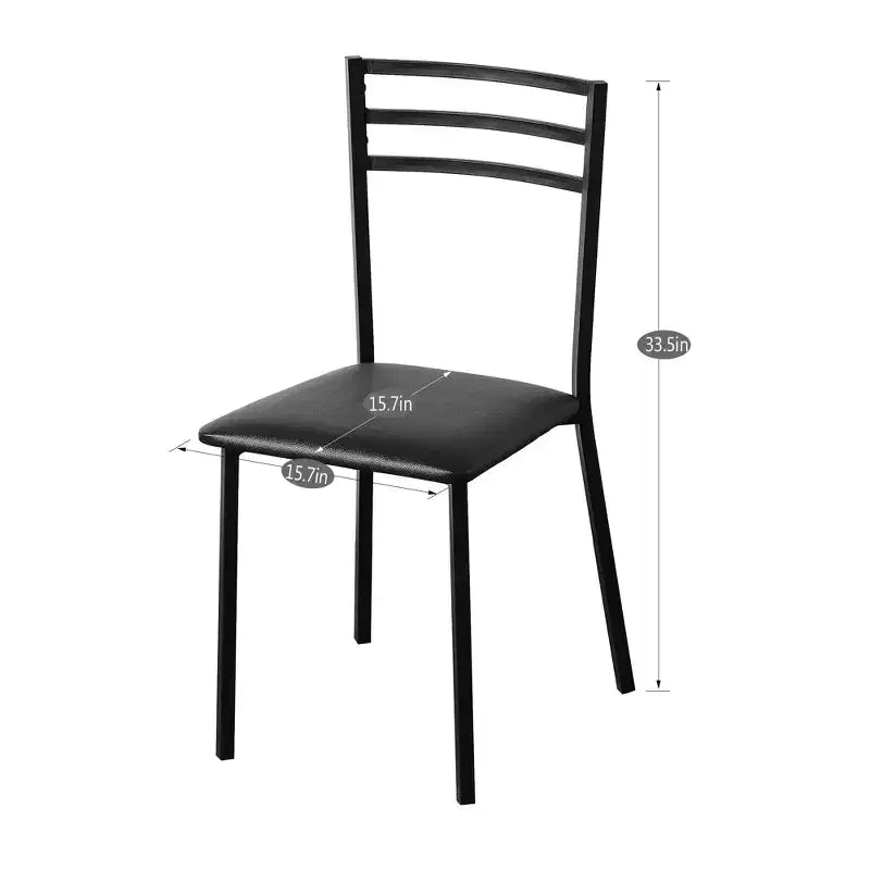 VECELO Lot de 2/4 chaises de salle à manger rembourrées, dossier haut à lattes métalliques, assise rembourrée moderne, noires
