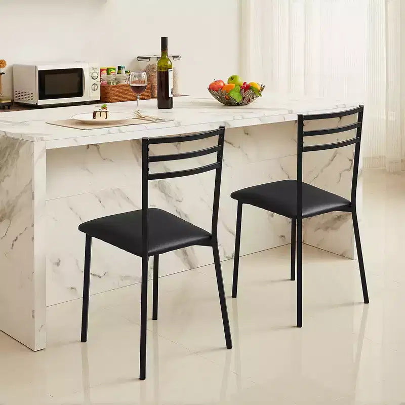 VECELO Lot de 2/4 chaises de salle à manger rembourrées, dossier haut à lattes métalliques, assise rembourrée moderne, noires