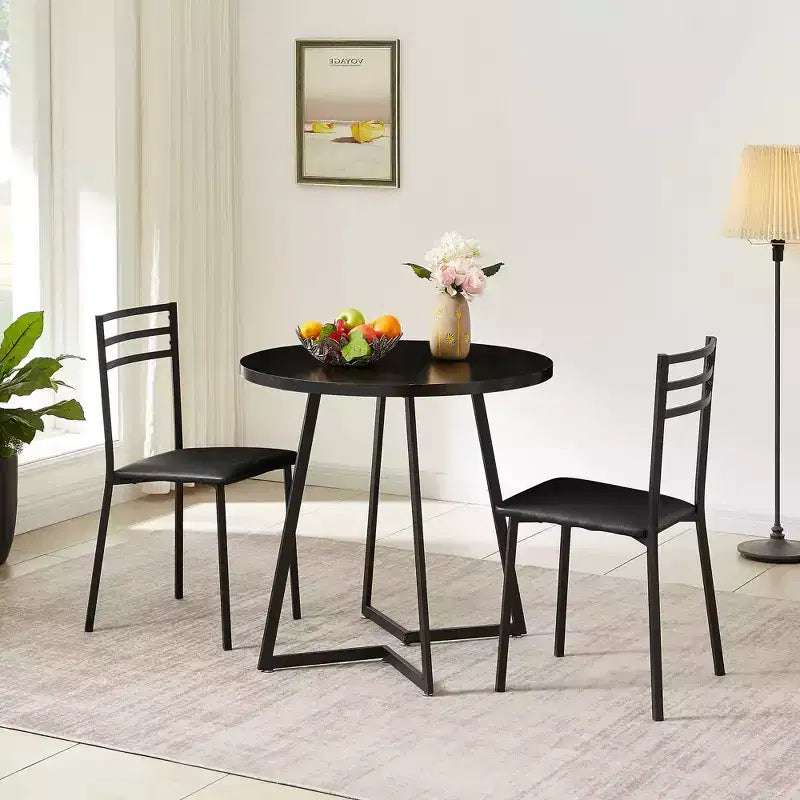 VECELO Lot de 2/4 chaises de salle à manger rembourrées, dossier haut à lattes métalliques, assise rembourrée moderne, noires