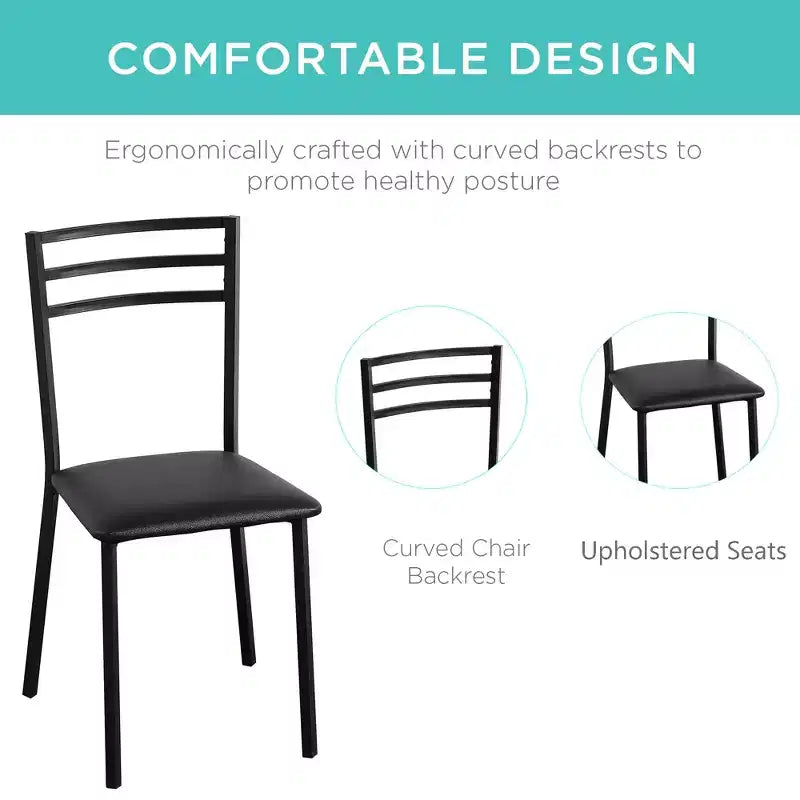 VECELO Lot de 2/4 chaises de salle à manger rembourrées, dossier haut à lattes métalliques, assise rembourrée moderne, noires