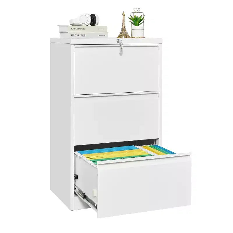 Meuble de classement à 3 tiroirs avec serrure, armoire de classement verticale en métal, meuble de classement sous bureau pour la maison, convient aux dossiers de format Lettre/A4/Légal