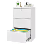 Meuble de classement à 3 tiroirs avec serrure, armoire de classement verticale en métal, meuble de classement sous bureau pour la maison, convient aux dossiers de format Lettre/A4/Légal