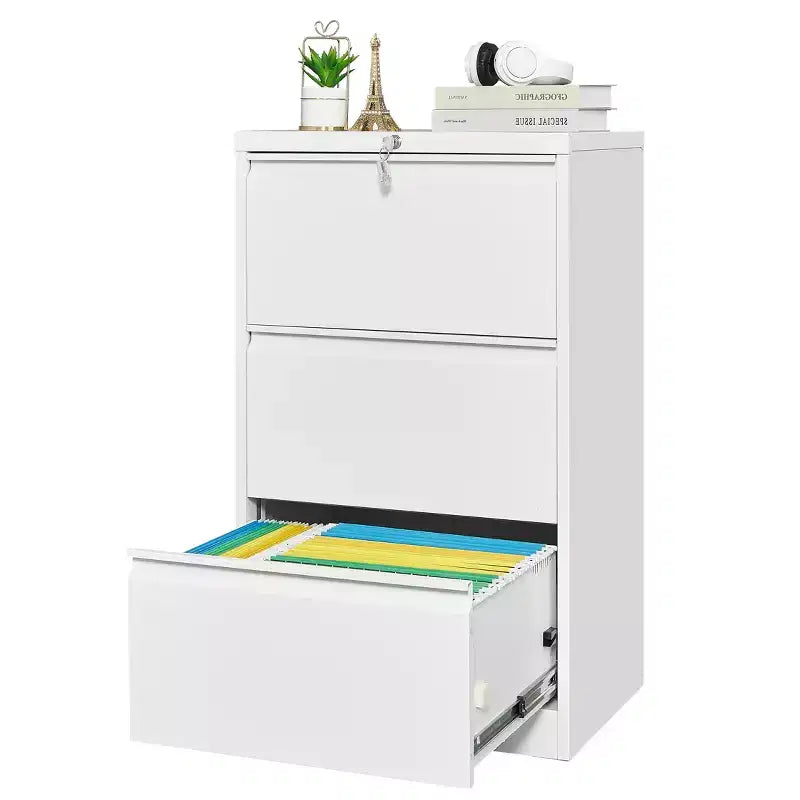 Meuble de classement à 3 tiroirs avec serrure, armoire de classement verticale en métal, meuble de classement sous bureau pour la maison, convient aux dossiers de format Lettre/A4/Légal