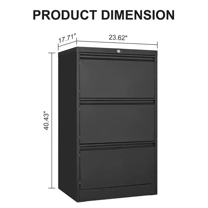 Meuble de classement à 3 tiroirs avec serrure, armoire de classement verticale en métal, meuble de classement sous bureau pour la maison, convient aux dossiers de format Lettre/A4/Légal