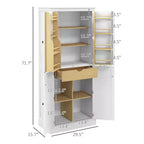 Armoire de cuisine garde-manger de 72 po, armoire de cuisine haute moderne avec 5 étagères de rangement, 8 porte-épices, tiroir