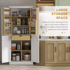 Armoire de cuisine garde-manger de 72 po, armoire de cuisine haute moderne avec 5 étagères de rangement, 8 porte-épices, tiroir