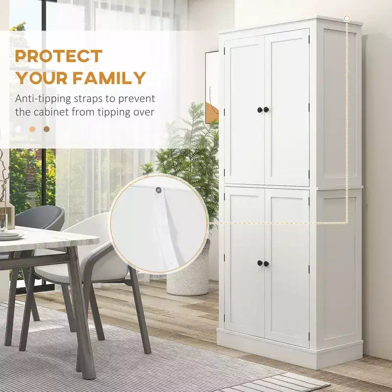 Armoire de cuisine garde-manger de 72 po, armoire de cuisine haute moderne avec 5 étagères de rangement, 8 porte-épices, tiroir