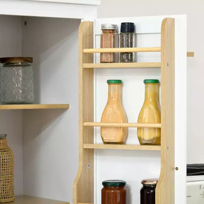 Armoire de cuisine garde-manger de 72 po, armoire de cuisine haute moderne avec 5 étagères de rangement, 8 porte-épices, tiroir