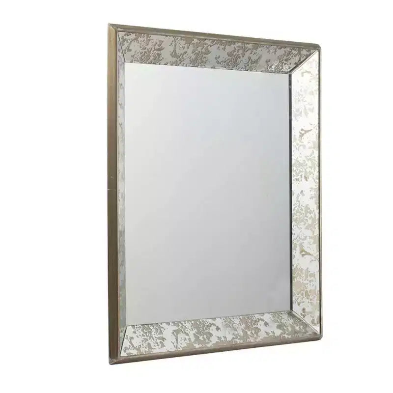 MAYEERTY Miroir mural carré antique 24 x 24 avec accents floraux, décoration intérieure traditionnelle, argenté
