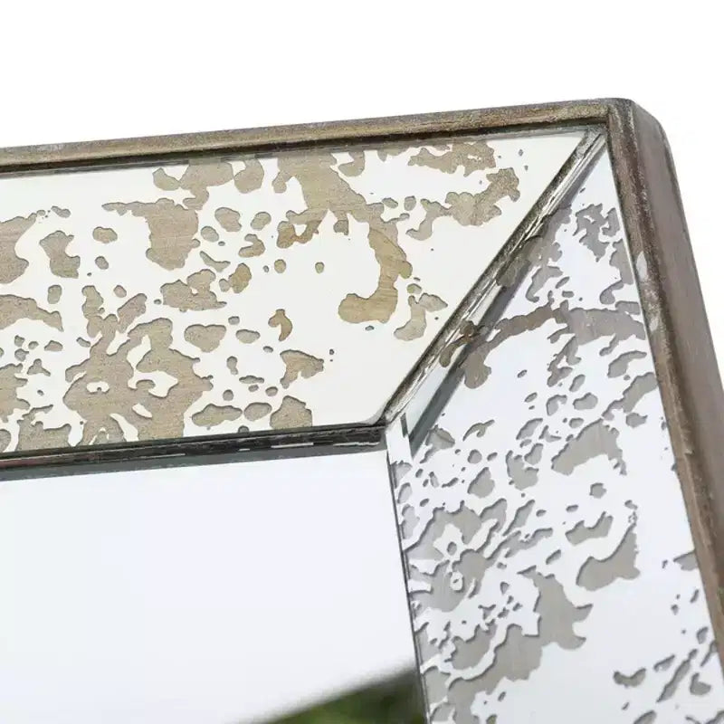 MAYEERTY Miroir mural carré antique 24 x 24 avec accents floraux, décoration intérieure traditionnelle, argenté