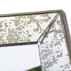MAYEERTY Miroir mural carré antique 24 x 24 avec accents floraux, décoration intérieure traditionnelle, argenté
