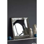 MAYEERTY Miroir mural carré antique 24 x 24 avec accents floraux, décoration intérieure traditionnelle, argenté