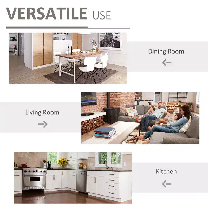 Élégant buffet avec vaisselier, armoire de rangement de cuisine avec tiroir à porte en verre encadrée et espace micro-ondes
