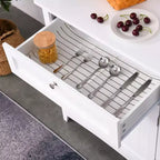 Élégant buffet avec vaisselier, armoire de rangement de cuisine avec tiroir à porte en verre encadrée et espace micro-ondes