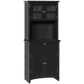 Elegant Buffet with Hutch, Kitchen Pantry Storage Cabinet with Framed Glass Door Drawer and Microwave Space