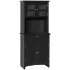 Elegant Buffet with Hutch, Kitchen Pantry Storage Cabinet with Framed Glass Door Drawer and Microwave Space