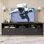 Meuble TV 70 pouces pour téléviseurs jusqu'à 80 pouces, Meuble TV de divertissement moderne du milieu du siècle avec tiroir de rangement et étagères ouvertes, Meuble TV pour chambre