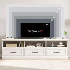 Meuble TV 70 pouces pour téléviseurs jusqu'à 80 pouces, Meuble TV de divertissement moderne du milieu du siècle avec tiroir de rangement et étagères ouvertes, Meuble TV pour chambre
