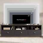 Meuble TV 70 pouces pour téléviseurs jusqu'à 80 pouces, Meuble TV de divertissement moderne du milieu du siècle avec tiroir de rangement et étagères ouvertes, Meuble TV pour chambre