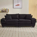 MAYEERTY Corduroy Loveseat Upholstered Deep Seat Comfortable Sofa with Pillows for Bedroom Living Room Office Black