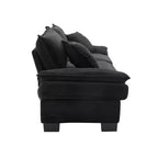 Canapé deux places en velours côtelé MAYEERTY, rembourré, assise profonde confortable avec oreillers pour chambre à coucher, salon, bureau, noir