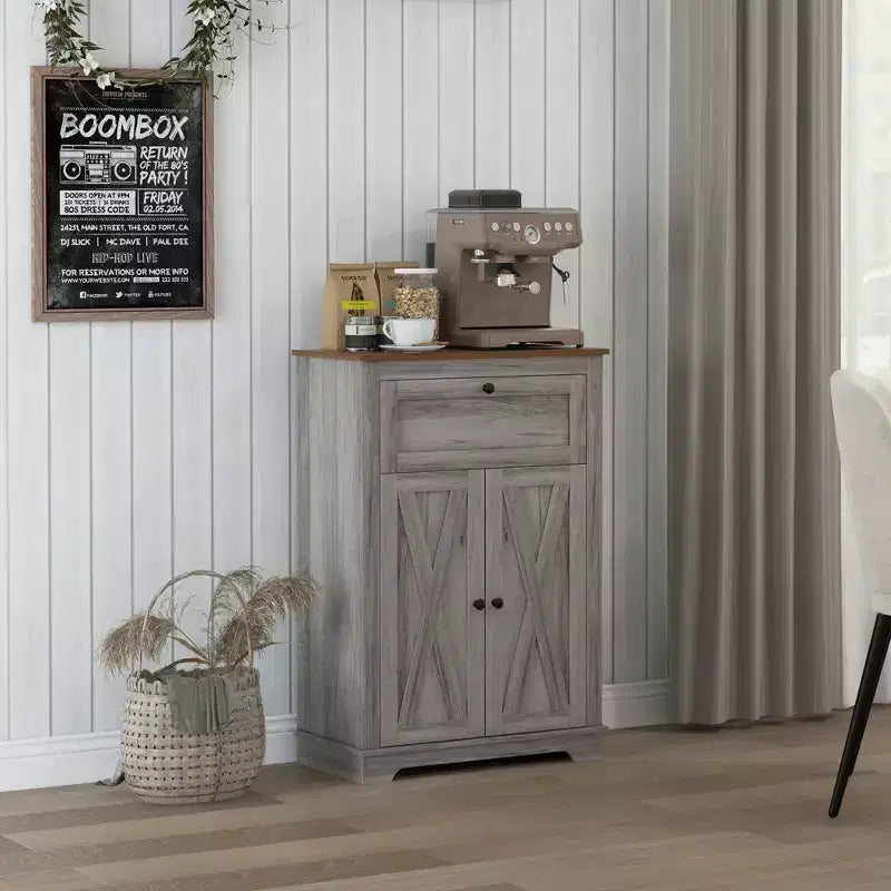Buffet de ferme avec portes et tiroir pour cuisine, salon, 23,5x11,75x34,5